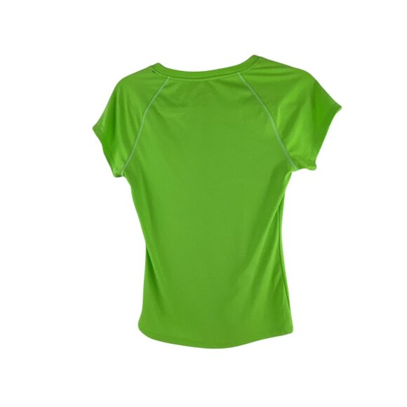 Champion Semi-Fitted Performance T-Shirt S Green Raglan Sleeves Workout Athletic - Picture 2 of 6